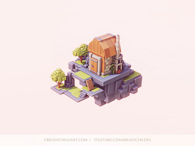 3D low poly cute hut - low poly environment design 3d game model b3d blender 3d blender3d brainchildart default cube environment game art game asset game props low poly low poly 3d low poly art low poly tree lowpoly lowpoly 3d lowpoly3d tiny hut tutorial tutorials