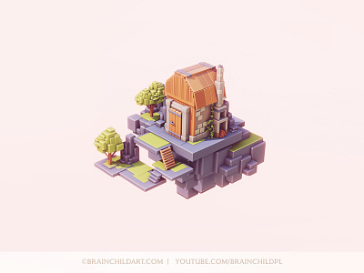3D low poly cute hut - low poly environment design