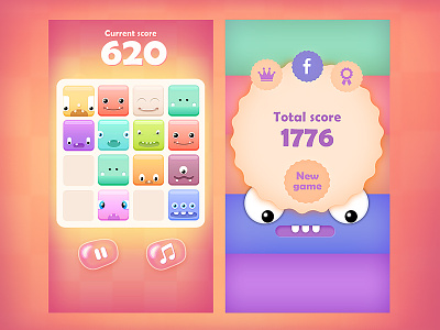 2048 Cute Monsters - Web/iOS/Android 2d android cartoon colorful creatures game icon icon designer ios monsters web