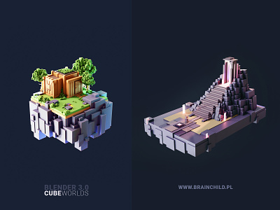 3D Cube Worlds (Full Process) Created in Blender 3.0
