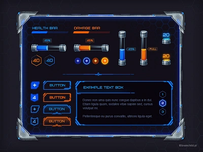 Sci-fi GUI set design futuristic game gui interface ios layout metal scifi set starcraft ui