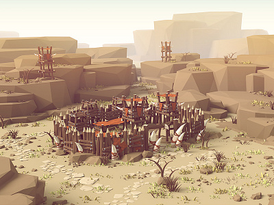 Orc Village (Low poly style) 3d 3d illustration brainchild desert game game illustration low low poly mobile mobile game orcs poly