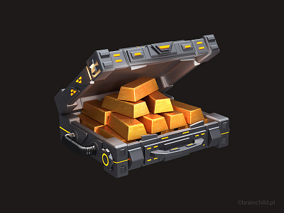 3d Gold Suitcase icon for a mobile game
