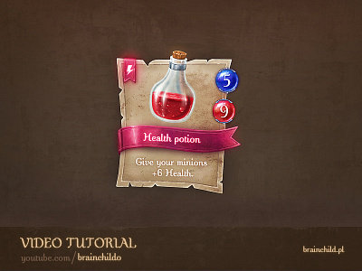 [Tutorial] Painting Game Card Template & Health Potion Icon card design game gui health icon interface paper potion tutorial ui youtube
