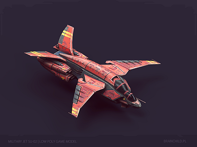 Military Jet SU-02 | Low poly game model