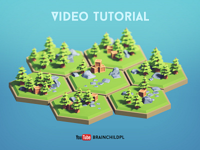 [Tutorial] Creating 3d Low Poly (cartoon) Hexagon Tiles models. 3d low poly blender tutorial hexagon low poly illustration low poly model low poly rock low poly tree low poly tutorial