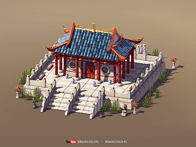 Cartoon 3d Asian Building (low poly & game-ready) 3d asia building cartoon china colorful game low poly lowpoly unity5