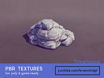 [Timelapse] Game art - Semi-realistic PBR low poly rock model 3d game low poly lowpoly mobile model pbr texture tutorial