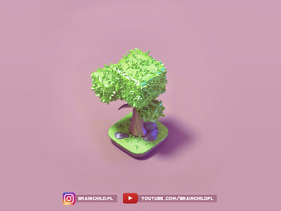 [Timelapse] Game art - Pre-rendered 3d Isometric Tree model