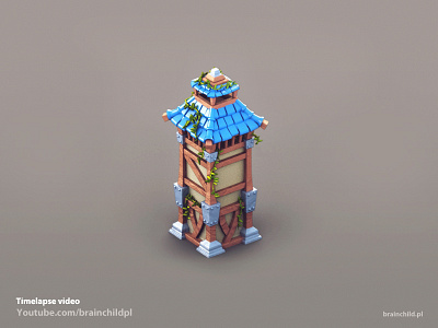 3d pre-rendered Watchtower building (Timelapse video)