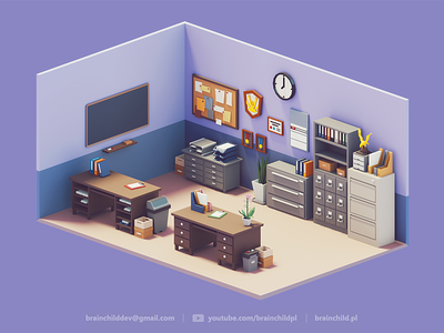 3d Room Assets | Low Poly Diorama | Retro