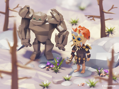 Stone Age bros | 3d art | Low poly