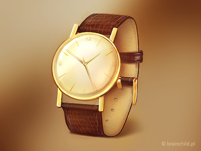 a watch icon brainchild brainchild.pl elegant watch game icon gold golden watch icon icon designer leather rafal urbanski rafał urbański watch