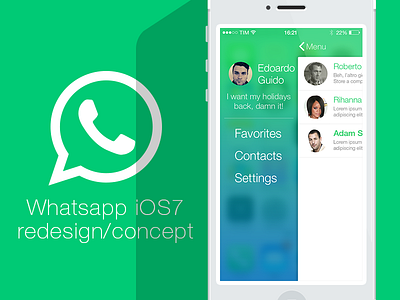 Whatsapp redesign for iOS7 concept flat design iphone redesign ui ux whatsapp