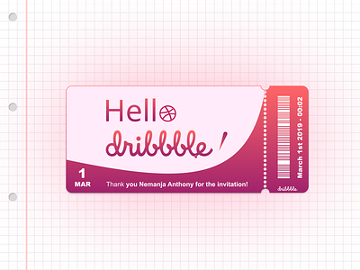 Hello Dribble, I'm Ervin! debut hello hello dribble illustration invitation shot thanks ticket