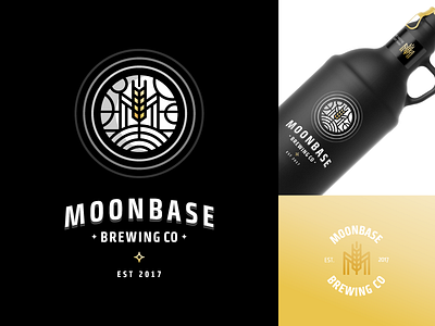 Moonbase Brewing Co. base beer brewing label logo lunar moon wheat