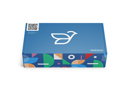 Parseal animal bird blue box delivery logo parseal pattern rokac