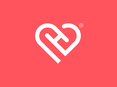 Heart h health healthcare heart line logo minimal path rokac simple