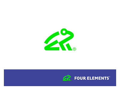 Four Elements animal branding frog green logo logodesign minimal symbol vivarium