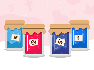 Social Media Jam facebook illustration instagram jam jars jelly linkedin social media twitter vector