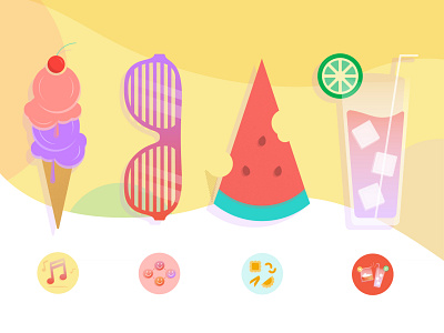 Pandemic Summer cocktails food fun ice cream icons illustration music recipes shutter shades summer sunglasses watermelon