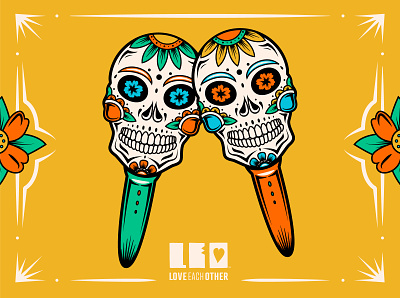 Sugar Skulls celebration day of the dead dia de los muertos maracas marigold skulls spirits sugar skull
