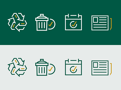 Waste Iconography environmental gold green iconography icons paper recycling scheduling trash waste