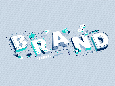 Building Brand Awareness blue design illustration isometric vector