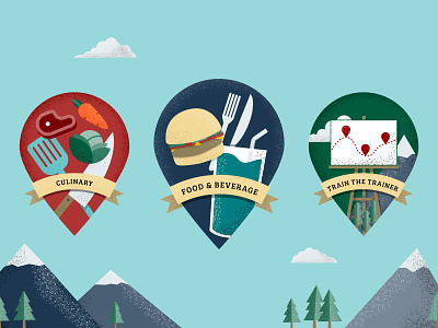 Great Wolf Lodge – Training Guide Milestone Badges design illustration mountains texture vector
