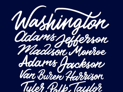 Getting Presidential aiga america hand type idents jackson jefferson pres script vote washington