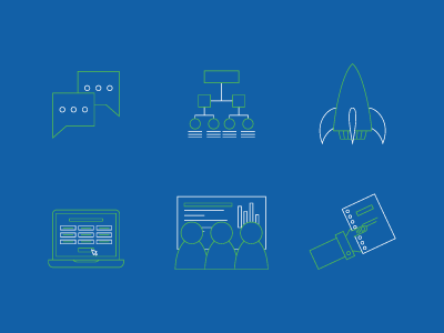 Website Icons book icons laptop line art process rocket tech vector website