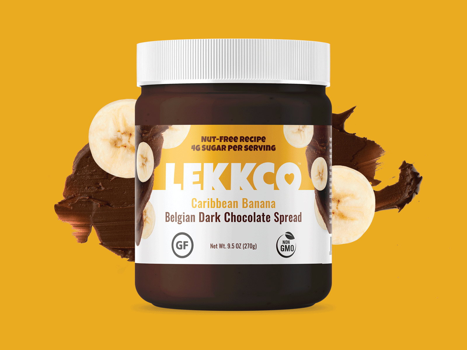 Chocolate Delight banana caramel chocolate coconut container label design packaging spread