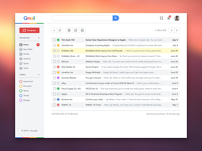 Gmail Redesign blur flat google minimalism ui ux web web design white