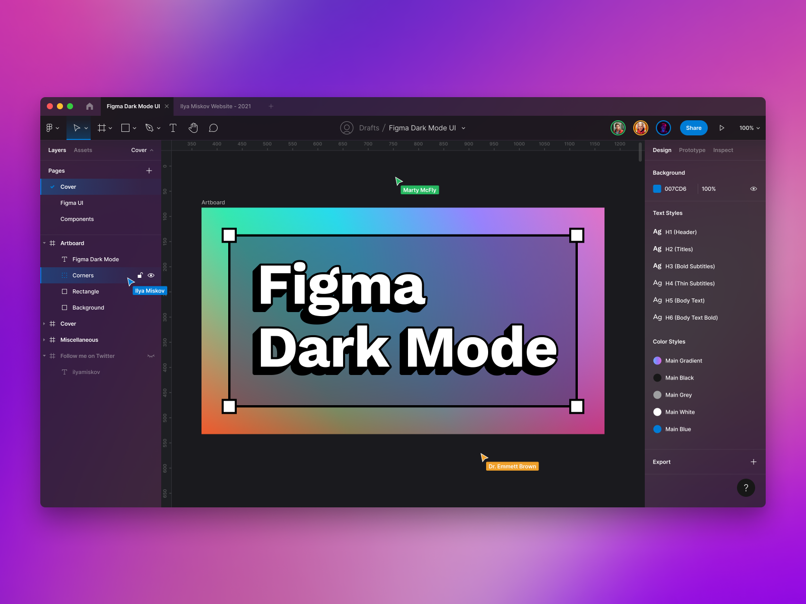 figma dark mode variables