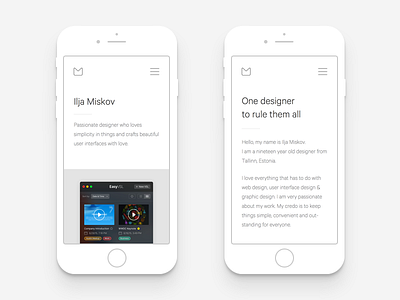 Portfolio Mobile Version clean ios iphone minimal minimalism mobile ui ux web white