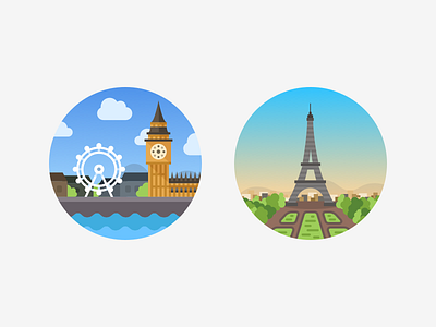 City Icons (Part 2) blue graphics green icon icons illustration london paris red white yellow