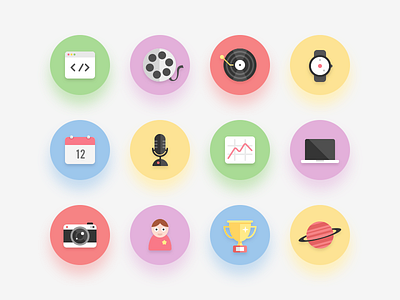 Flat Icon Set clean colorful design flat icon icons minimal ui ux white