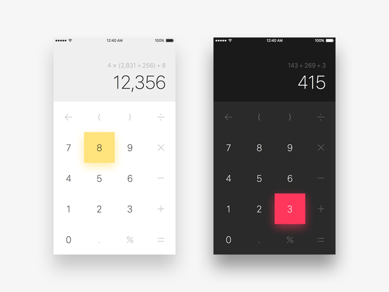 Calc iPhone App by Ilya Miskov for Peppers on Dribbble