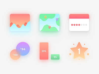 Icons for Zono colorful icons illustrations red shadows ui ux web website zono