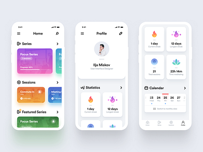 Concept iOS App app colorful interface ios iphone minimal statistics ui ux white