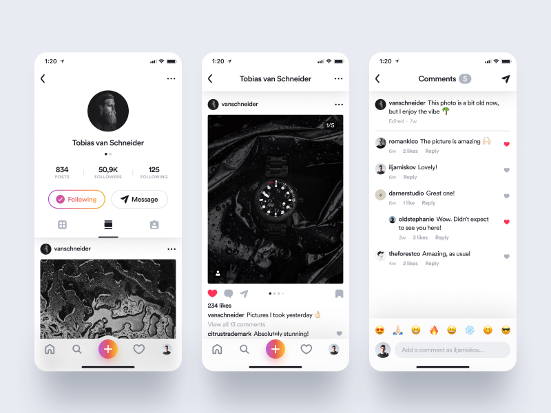 Instagram Photo Page & Comments by Ilya Miskov for Peppers on Dribbble