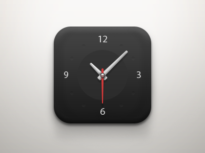 Clock iOS Icon (Dark) black clock dark gray icon ios red white