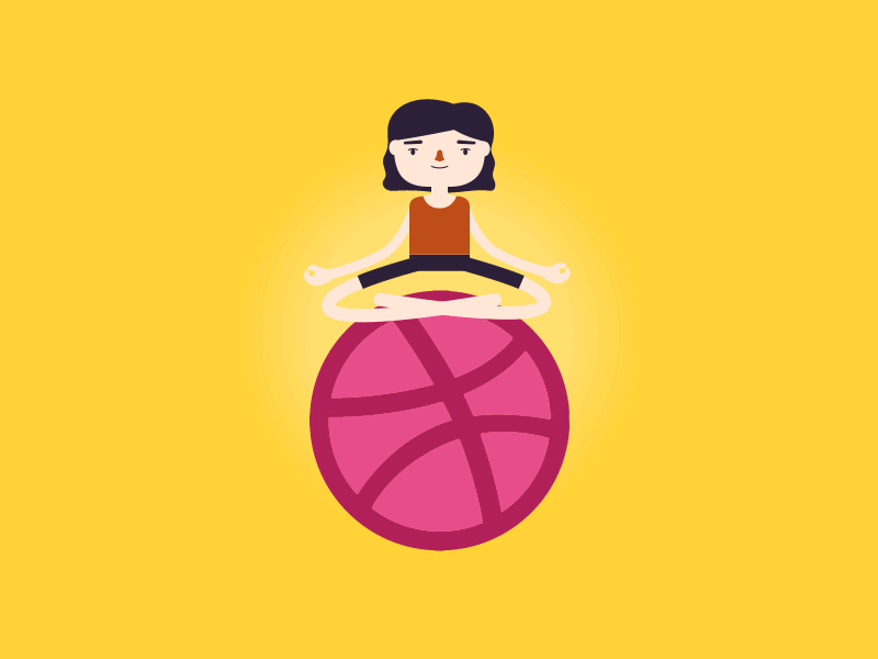 HELLO DRIBBBLE! after effect animation debut debut shot debutshot design flat hello dribbble illustration illustrator invitaion yoga