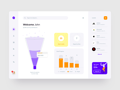 QCRM Dashboard admin panel crm crm software dashboad dashboard ui illustration minimal ui ui ux ux