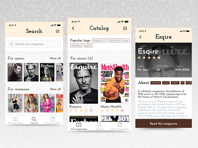 Magazines app art book design flat magazine minimal read typography vector