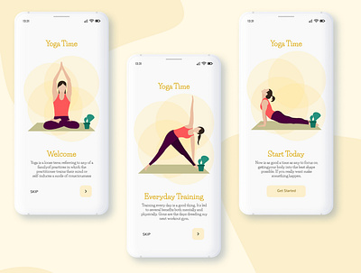 Yoga Time adobe illustration dailyui figma figmadesign figmaindia illustration onboarding onboarding screen onboarding ui ui ui design uidesign uiux ux vector yoga yoga app yoga pose