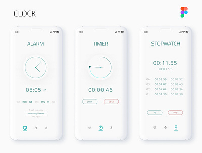 Minimal clock app clock clock app dailyui design figma figmadesign illustration minimal minimalism ui ui design uidesign uiux vector