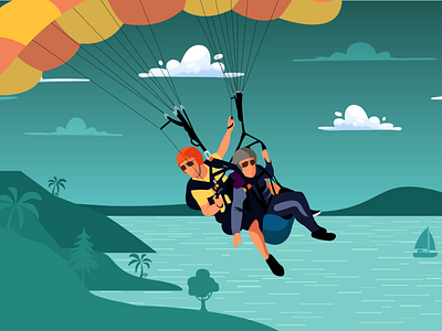 Paragliding | Landscape Illustration