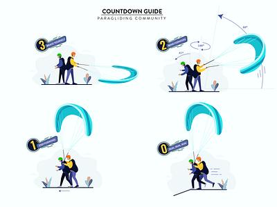 Countdown Guide | paragliding Community adventure art design flat flat illustration illustration landscape minimal modern paragliding scenery vector