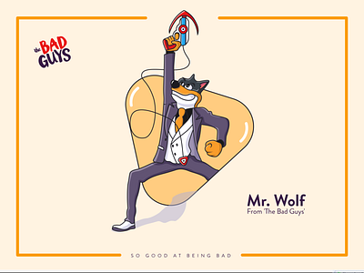 Mr Wolf - The Bad Guys | Fan Arts adventure art char character character design concept concept art design fan fanart flat flat illustration illustration minimal modern mr wolf wolf